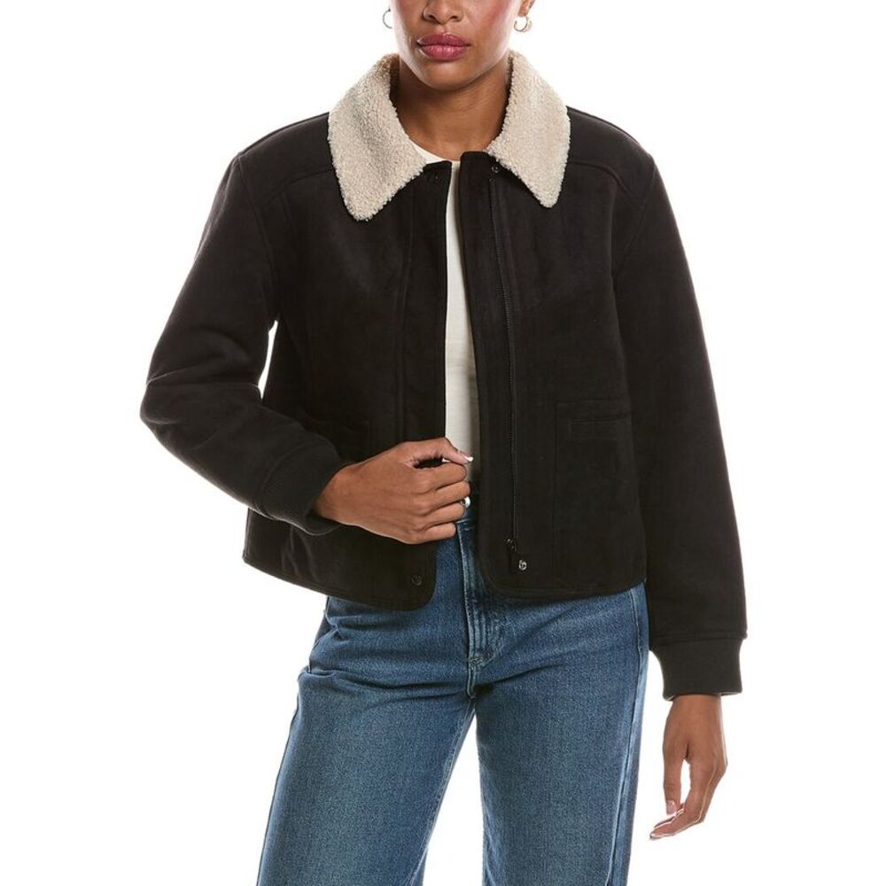 Velvet By Graham & Spencer Womens  Juno Lux Sherpa Jacket, Black